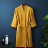 CottonLuxury – Waffle Bathrobe With V-Neck Made Of 100% Cotton