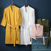CottonLuxury – Waffle Bathrobe With V-Neck Made Of 100% Cotton