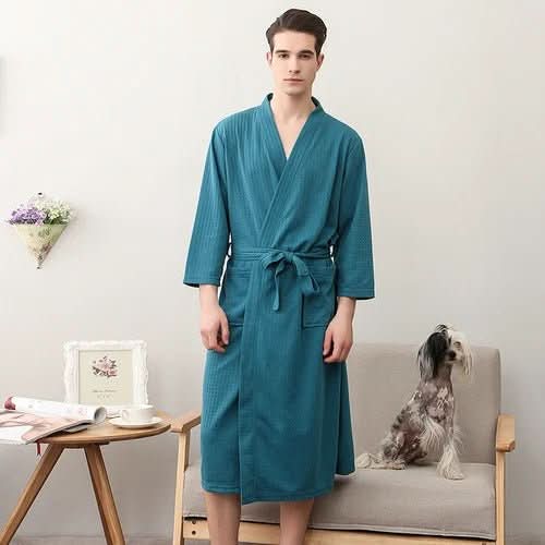 CottonWave – Gender-Neutral Waffle Bathrobe Made of Polyester, Breathable and Stylish