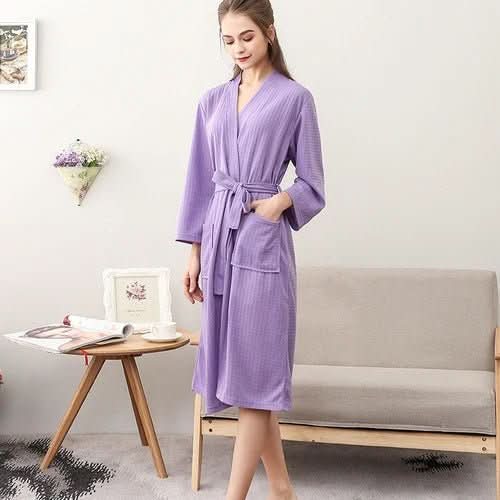 CottonWave – Gender-Neutral Waffle Bathrobe Made of Polyester, Breathable and Stylish