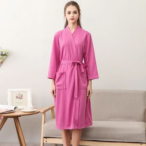 CottonWave – Gender-Neutral Waffle Bathrobe Made of Polyester, Breathable and Stylish