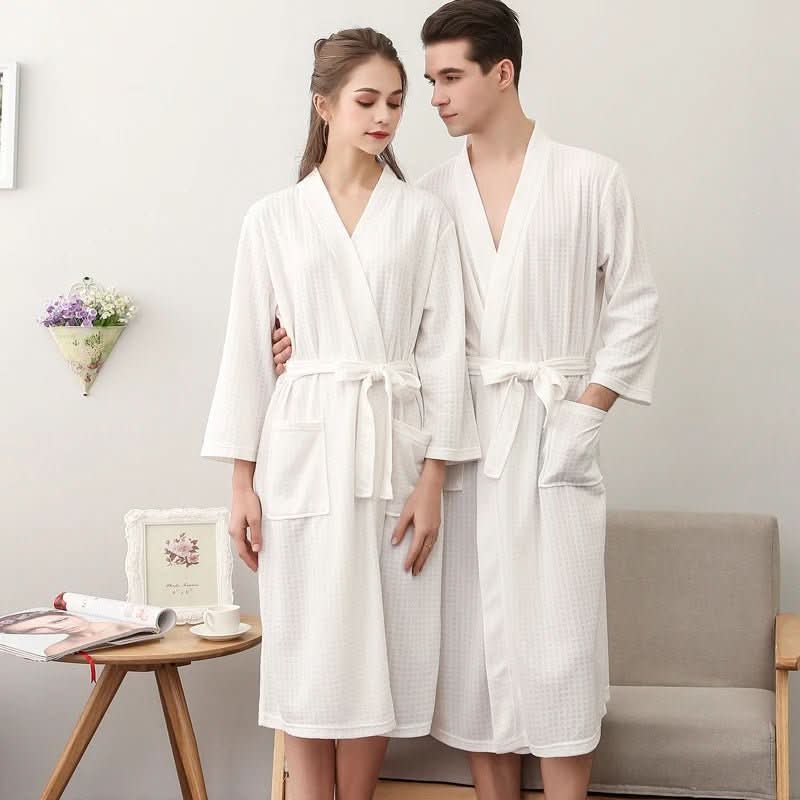 CottonWave – Gender-Neutral Waffle Bathrobe Made of Polyester, Breathable and Stylish