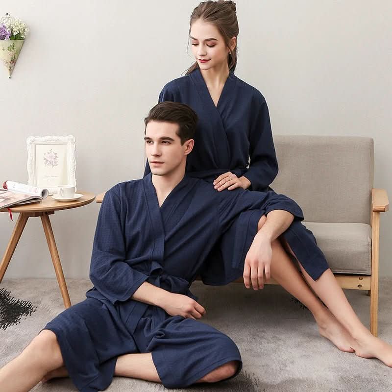 CottonWave – Gender-Neutral Waffle Bathrobe Made of Polyester, Breathable and Stylish