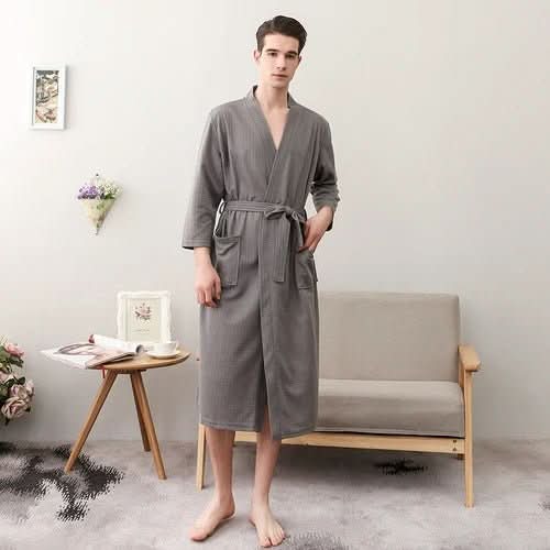 CottonWave – Gender-Neutral Waffle Bathrobe Made of Polyester, Breathable and Stylish