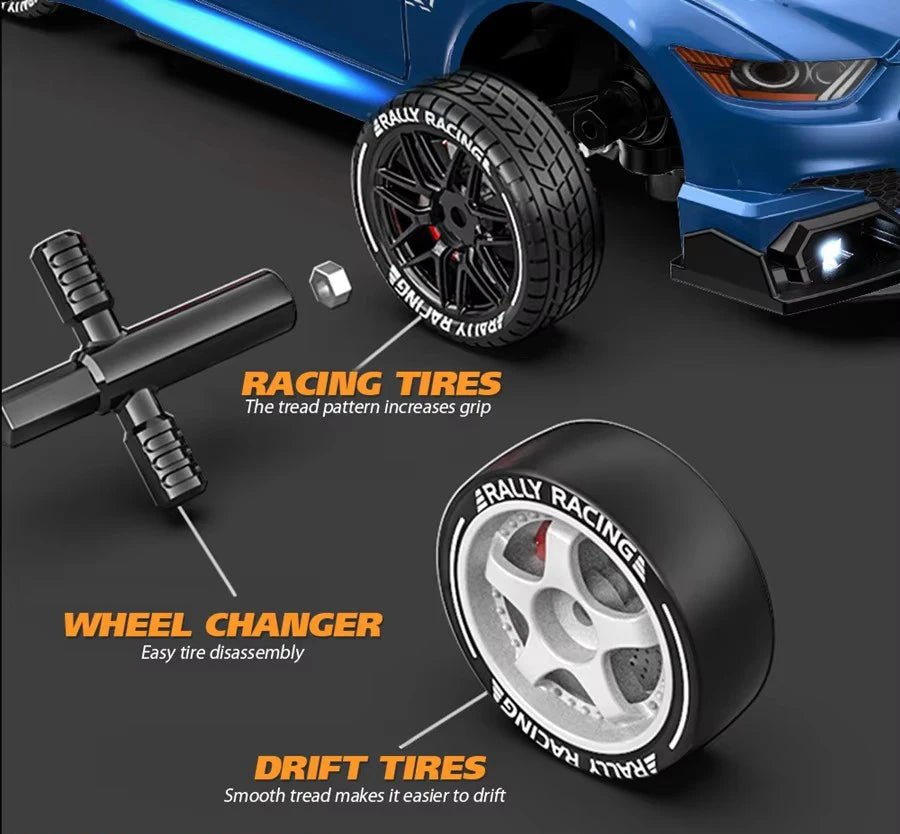 DRIFTMAX – 4WD 1:24 RC Drift-Auto mit austauschbaren Reifen für realistische Rennen 6