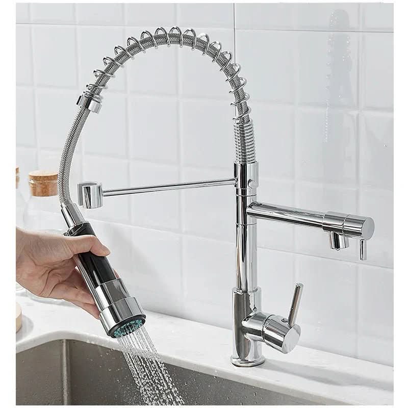 DUALFLOW Kitchen Faucet - Black Faucet with Dual Outlet & Single Handle Control