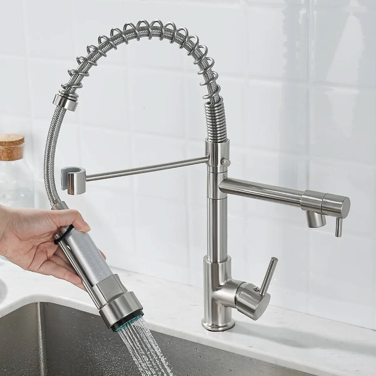 DUALFLOW Kitchen Faucet - Black Faucet with Dual Outlet & Single Handle Control