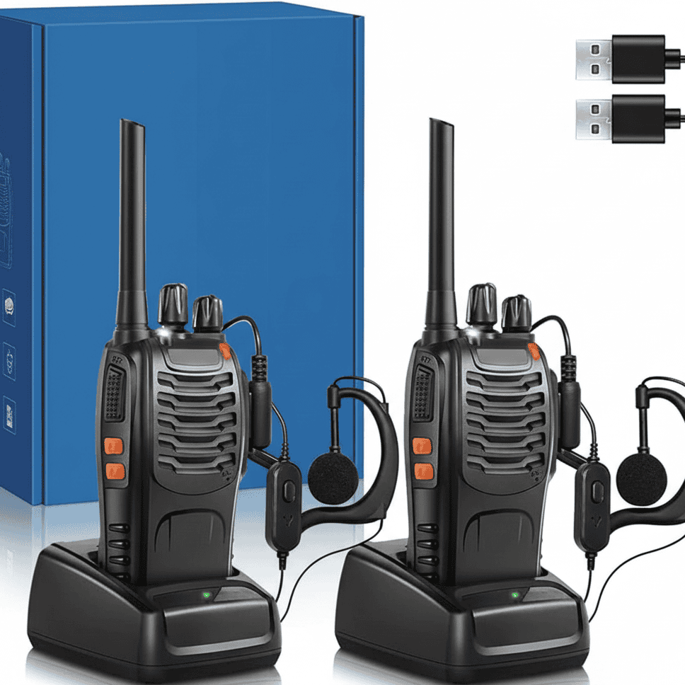 DUALTALK – Leistungsstarke kabellose Walkie-Talkies mit doppeltem Verwendungszweck (2 Stück) 0