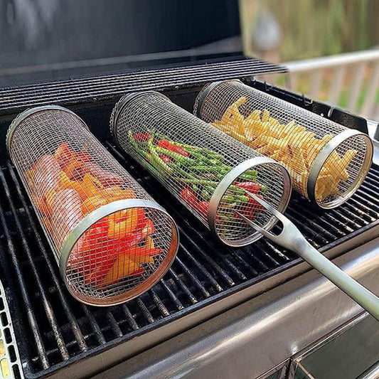 Edelstahl Grillkorb Rotierend - 360° Gleichmäßiges Garen für BBQ Perfektion 0