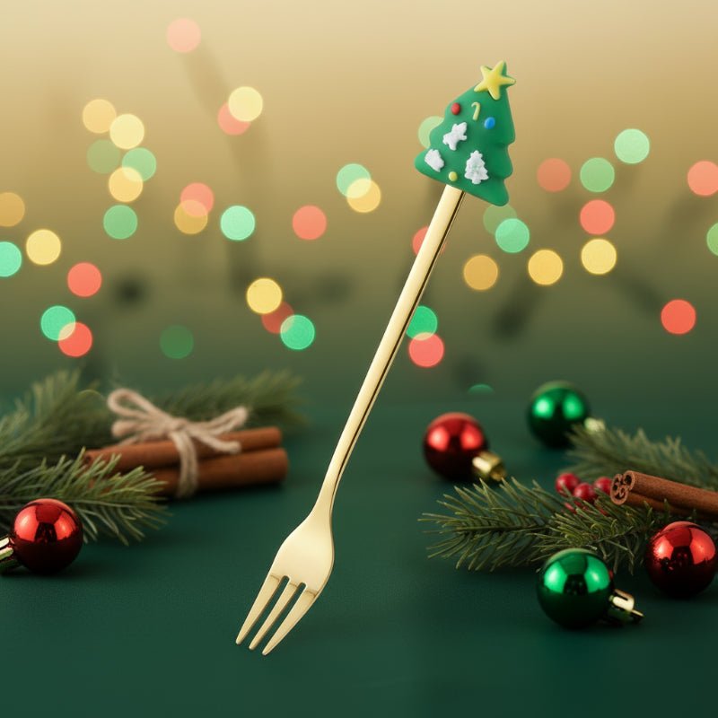 Edelstahl Weihnachtsbaum-Löffel-Set - 4-teilig, Spülmaschinenfest, Ideal für Kaffee und Desserts 0