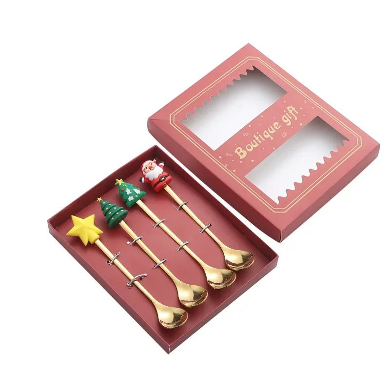 Edelstahl Weihnachtsbaum-Löffel-Set - 4-teilig, Spülmaschinenfest, Ideal für Kaffee und Desserts 16