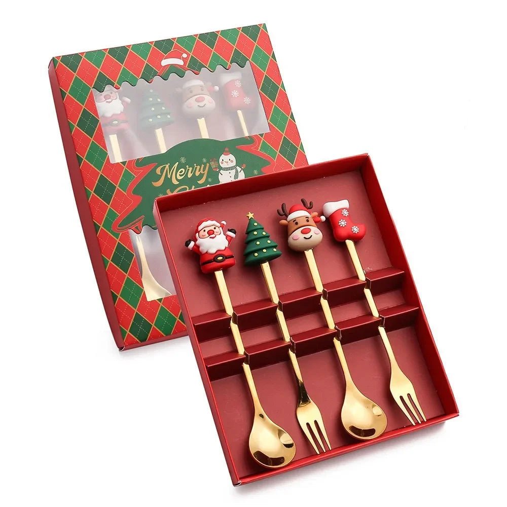 Edelstahl Weihnachtsbaum-Löffel-Set - 4-teilig, Spülmaschinenfest, Ideal für Kaffee und Desserts 19