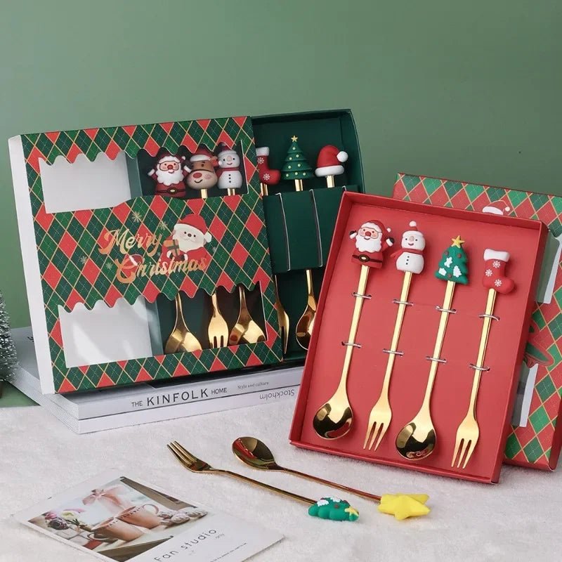 Edelstahl Weihnachtsbaum-Löffel-Set - 4-teilig, Spülmaschinenfest, Ideal für Kaffee und Desserts 2