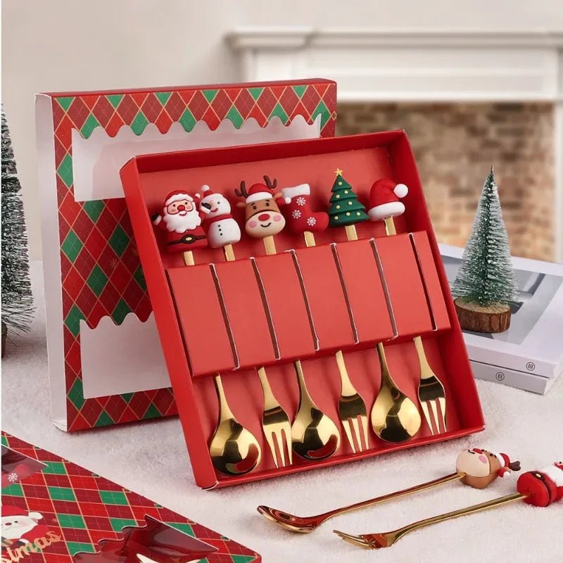 Edelstahl Weihnachtsbaum-Löffel-Set - 4-teilig, Spülmaschinenfest, Ideal für Kaffee und Desserts 6