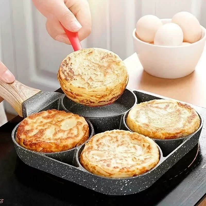 PanVero 4-Hole Non-Stick Pan | Multipurpose Pan | Easy to Clean | Aluminum Frying Pan