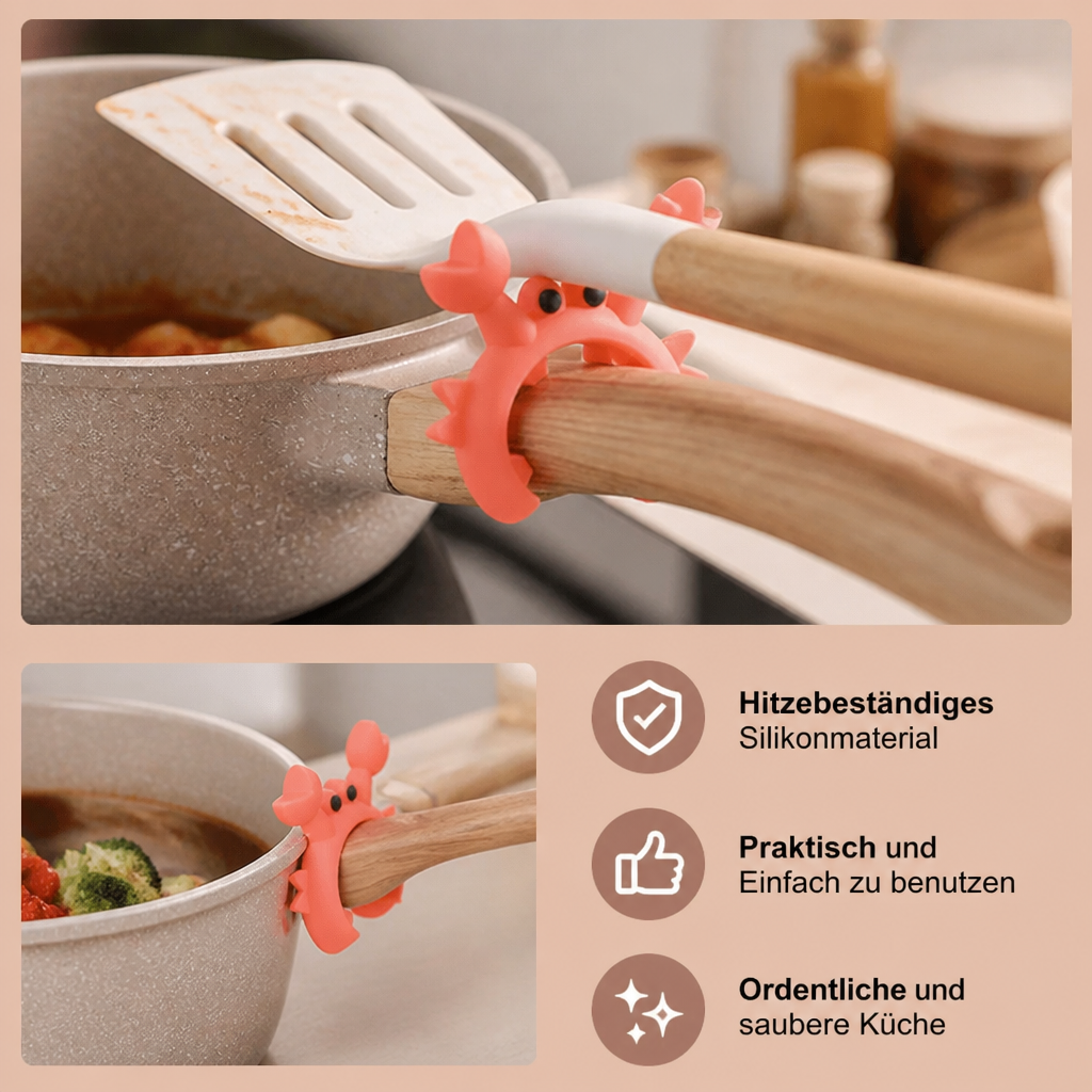 Krabbenförmige Silikon Ablage für Küchenutensilien und Kochlöffel