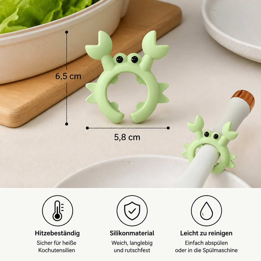 Krabbenförmige Silikon Ablage für Küchenutensilien und Kochlöffel