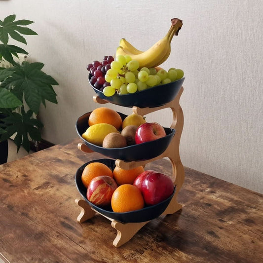 Culinary Tower Tiered Stand | Elegant 2 & 3-Tier Fruit Bowl | Modern Kitchen Organizer | Stylish Metal Storage