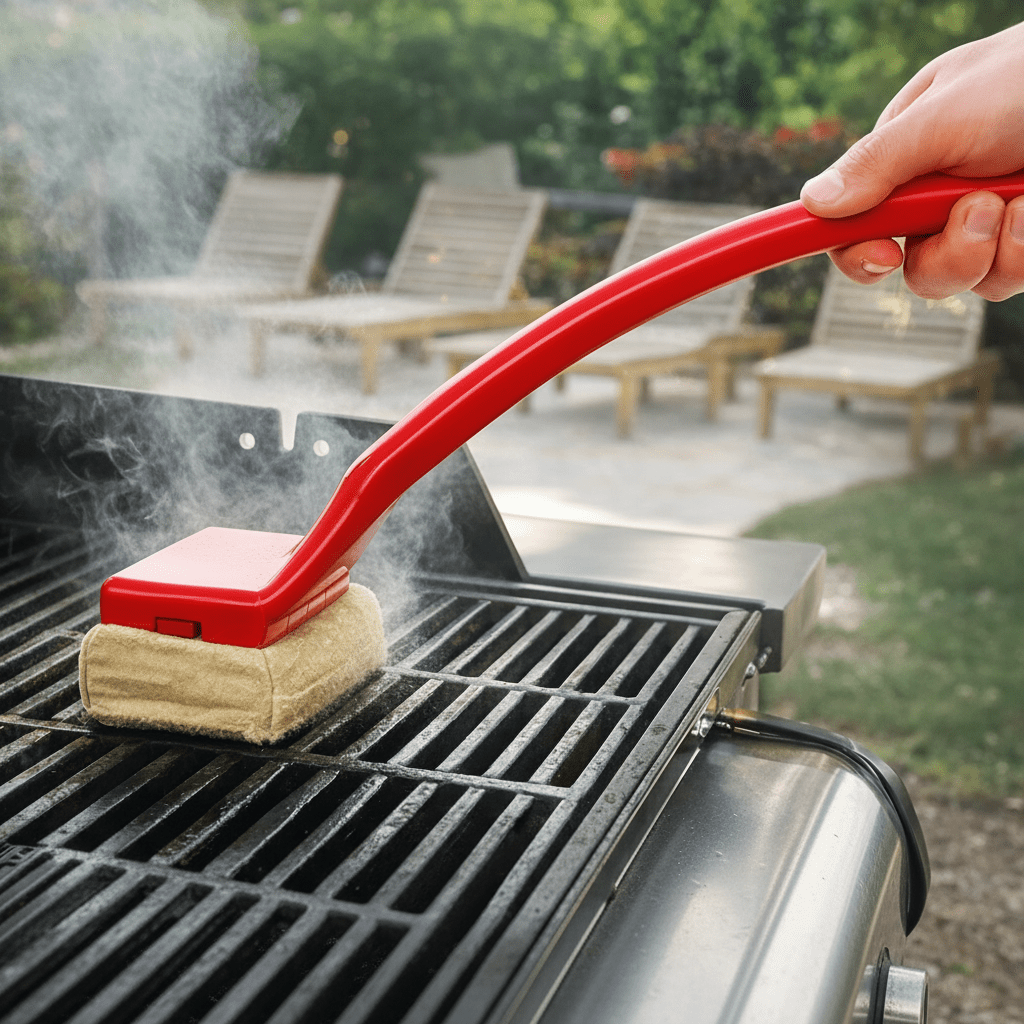 FLORACLEAN - Grillbürste mit Langem Griff für Kratzfreie Reinigung und Dampfkraft 1