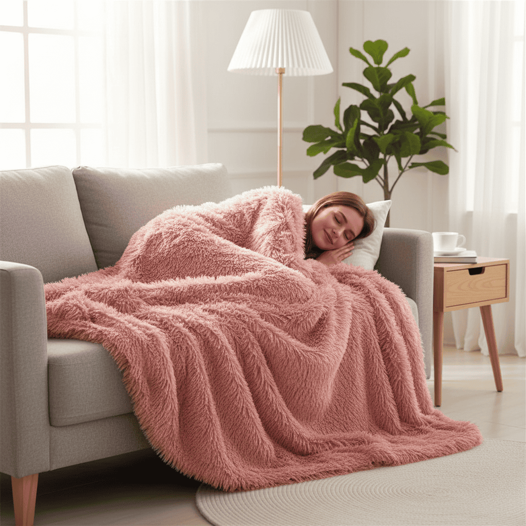 FLURON – Luxuriöse Kunstfelldecke mit seidigem Touch 3