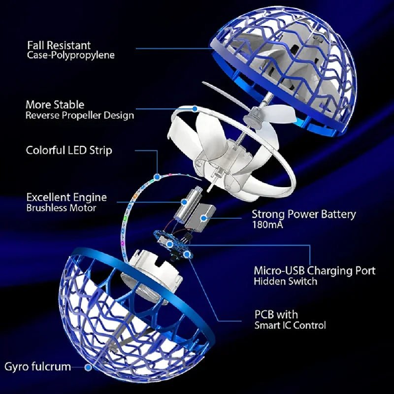 FLYORB – Handgesteuerter magischer fliegender Kreisel mit LED-Effekten 7