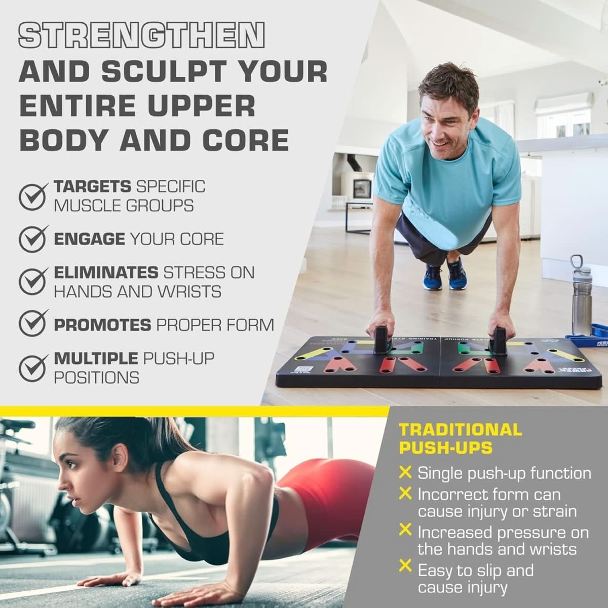 FlexIFit – Foldable Push-Up Board With 30 Positions For Targeted Muscle Training