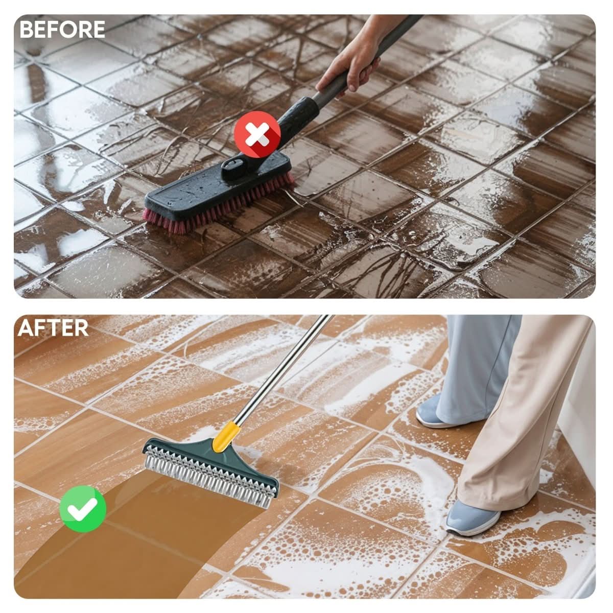 FlexSweep Brush - 2-in-1 Cleaning Brush for Floors & Tiles