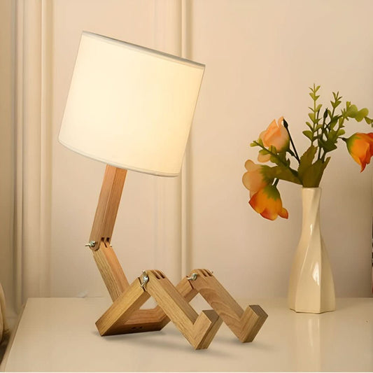 LUMIROBOT – Adjustable Wooden Robot Lamp for Reading & Task Lighting