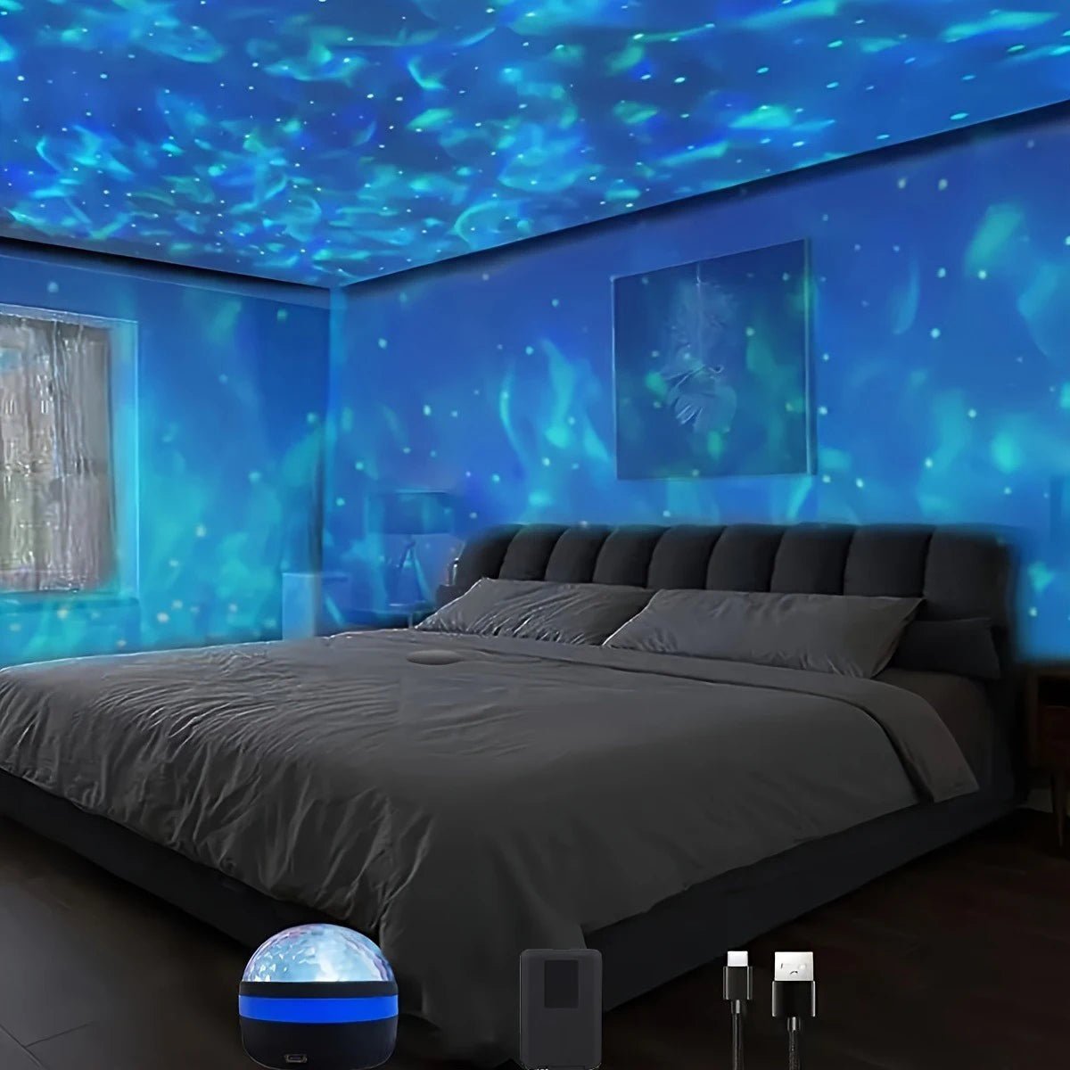 GALAXGLOW – LED-Galaxie-Sternenprojektor mit Wasserwelleneffekt und Fernbedienung 2