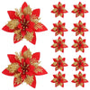 GLIMFLOR – 14,5 cm große glitzernde Weihnachtsblumen in Rosa, Rot und Gold 6