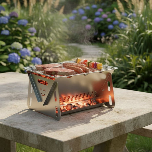 GRILLFOLD – Portable Stainless Steel Charcoal Grill for Outdoor Cooking 0