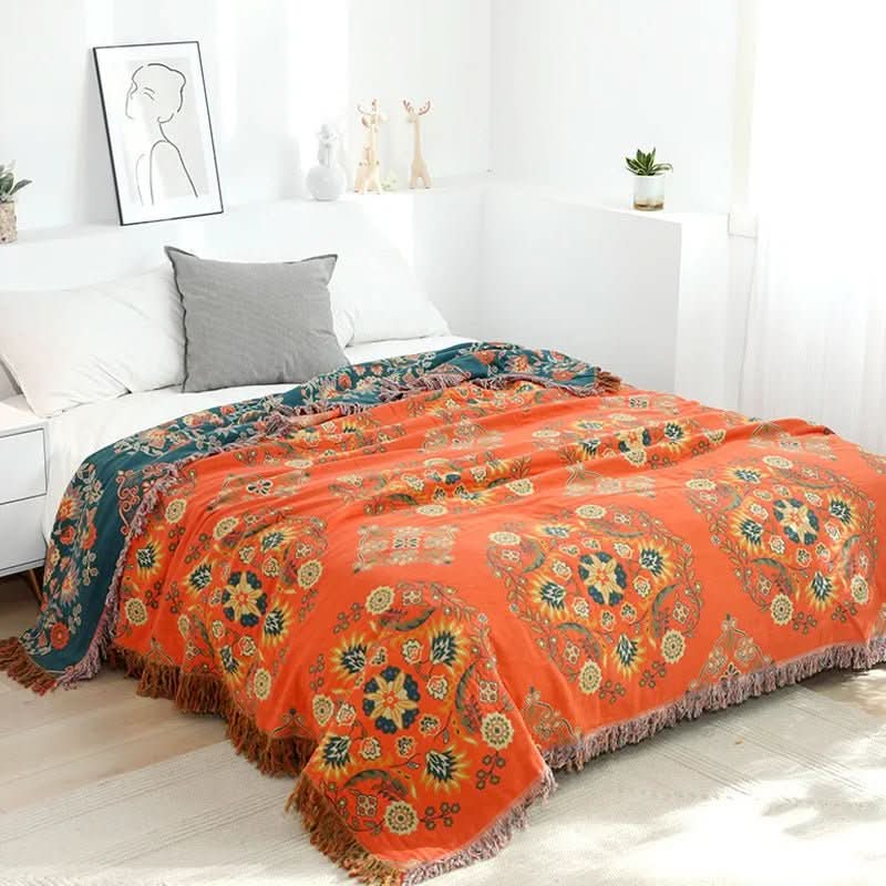 NordicLoom Cover – Stylish Cotton Blanket with Boho Jacquard for Year-Round Comfort