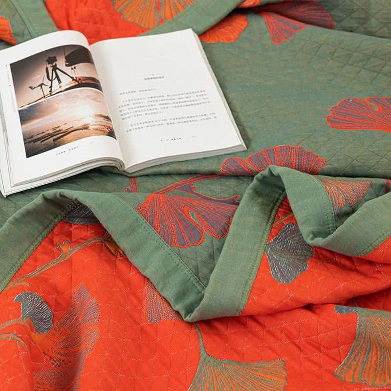 Ginkgo Quilted Duvet Cover – Cotton Bedding Set With Botanical Design