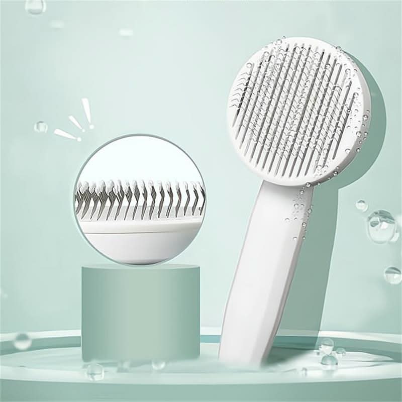 Self-Cleaning Brush - Self-Cleaning Cat Brush for Less Shedding & Cleaner Fur