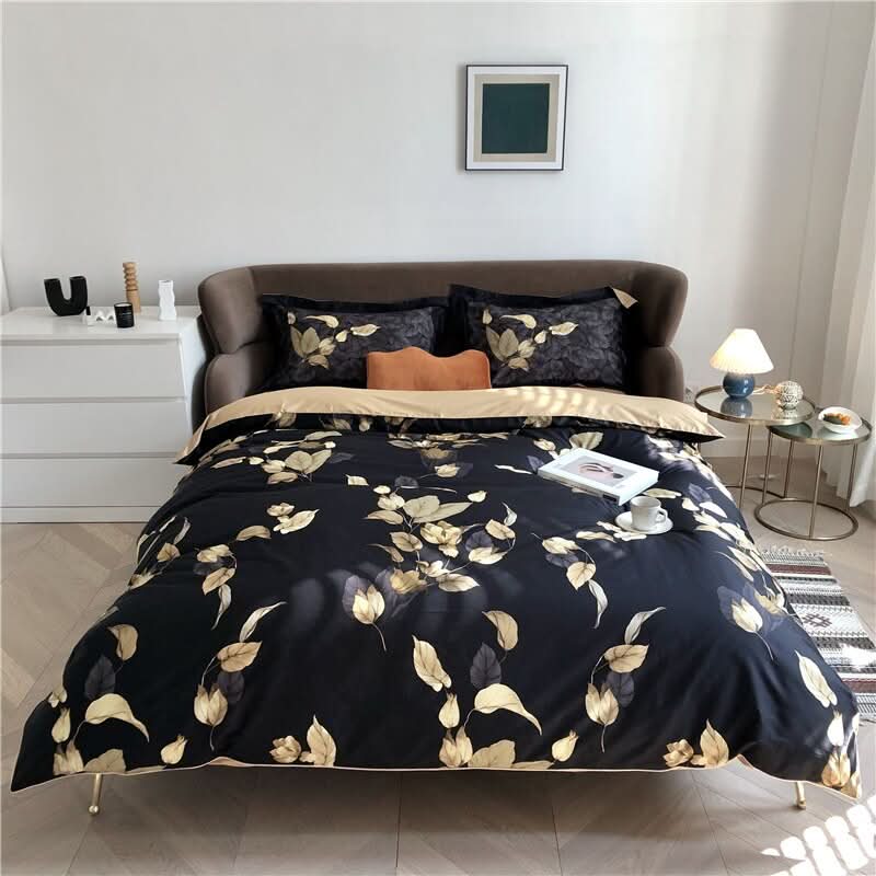 ZERELLE Black Velvet Nights Cotton Duvet Cover High Quality