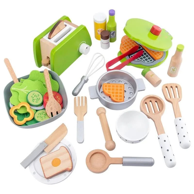 Küchenholz – Realistisches Holzspielküchen-Set Für Kreative Kinderküche