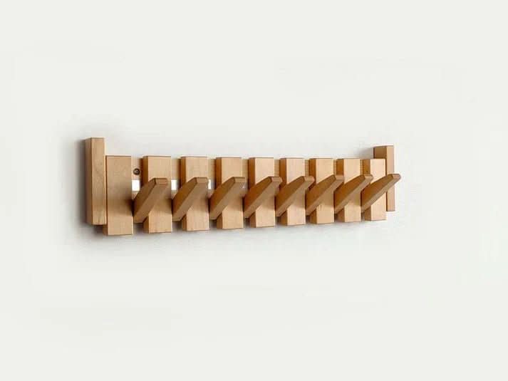 Harmoniebeschichtung Wand Regal – Massivholz Wandgarderobe im Klavierdesign mit 5 Klapphaken