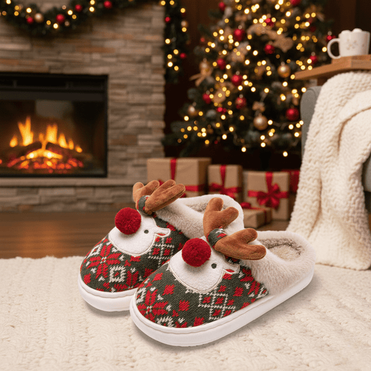 HOLISTEP – Weihnachtshausschuhe mit Stickerei und rutschfester PVC-Sohle 0