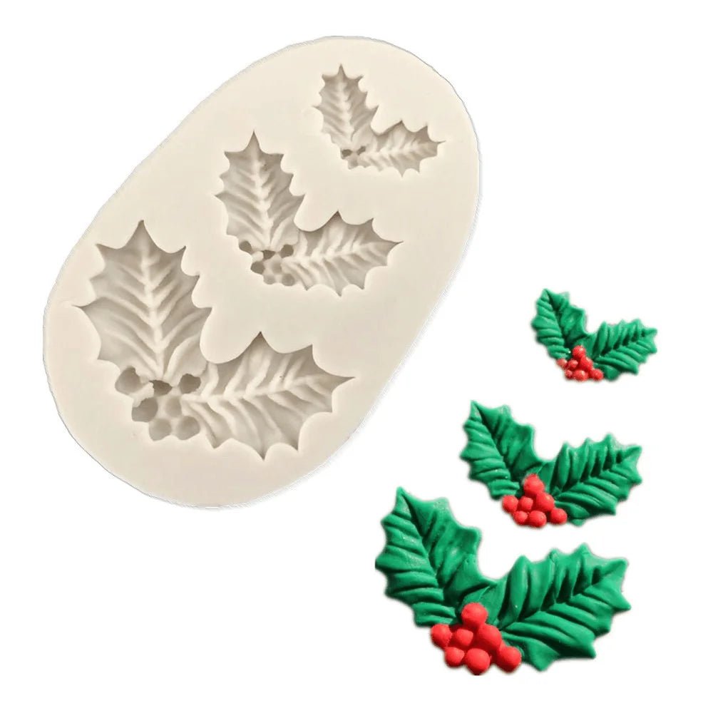 HOLLYBELLS – Weihnachtliche Silikonform mit Stechpalmenblättern und Glöckchen für Fondant und Schokolade 5