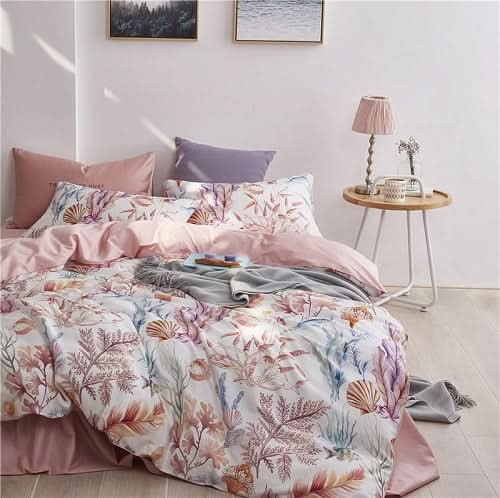 BELVIORE Coastal Elegance Cotton Floral Bed Linen For Luxurious Sleep Comfort
