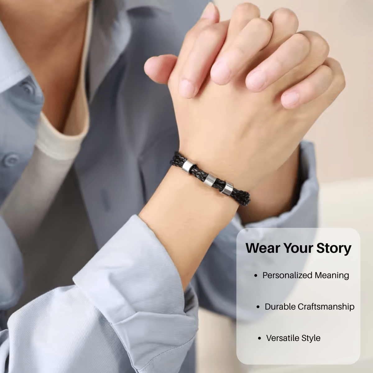 STRAVERO - Men's Braided Bracelet with Personalized Name Beads
