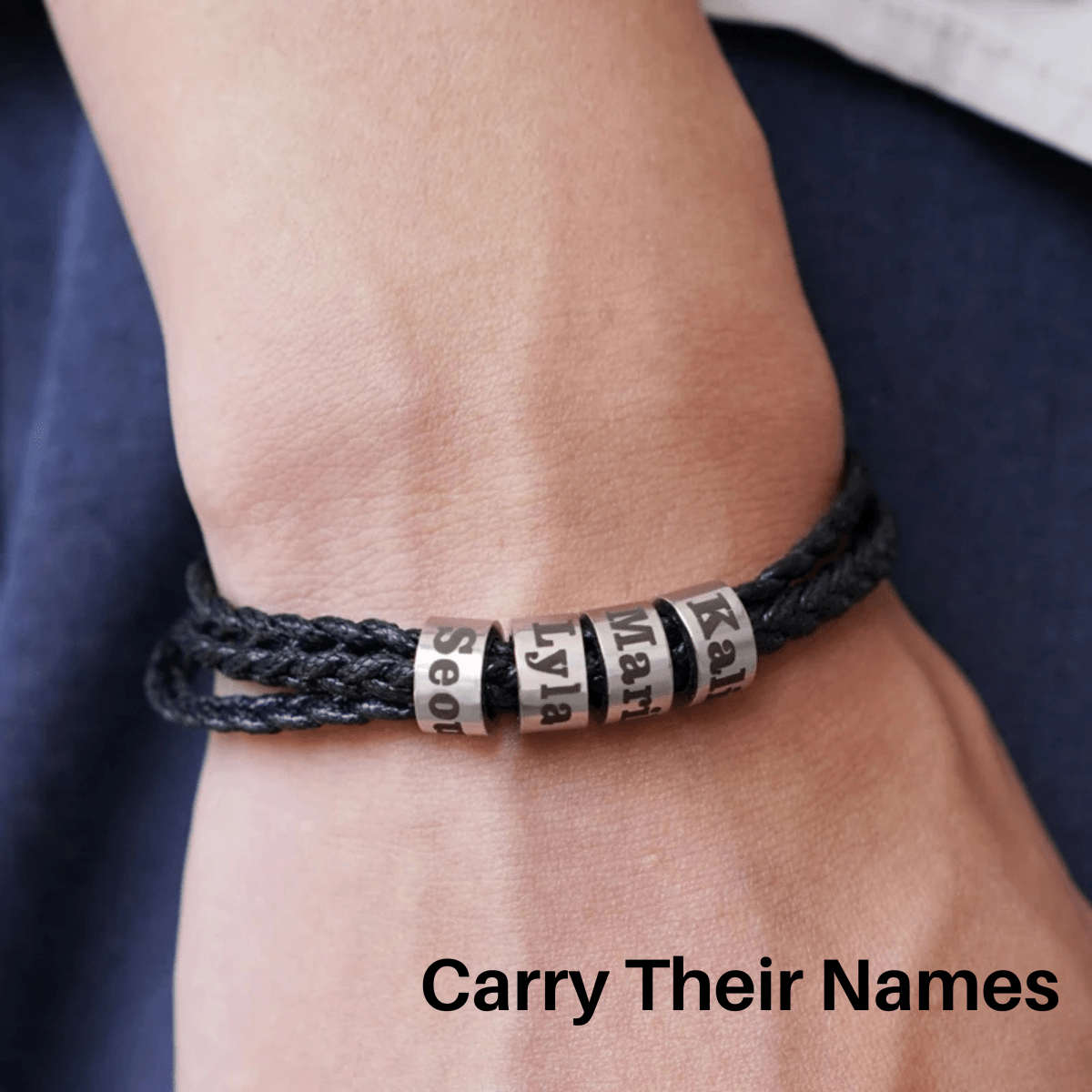 STRAVERO - Men's Braided Bracelet with Personalized Name Beads
