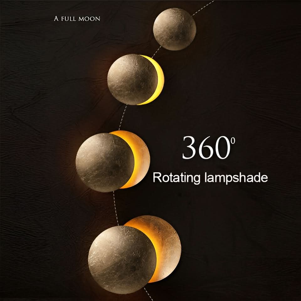 ANASTASIA LED Wall Light 360-Degree Rotating System Aluminum Moon Phase Illumination