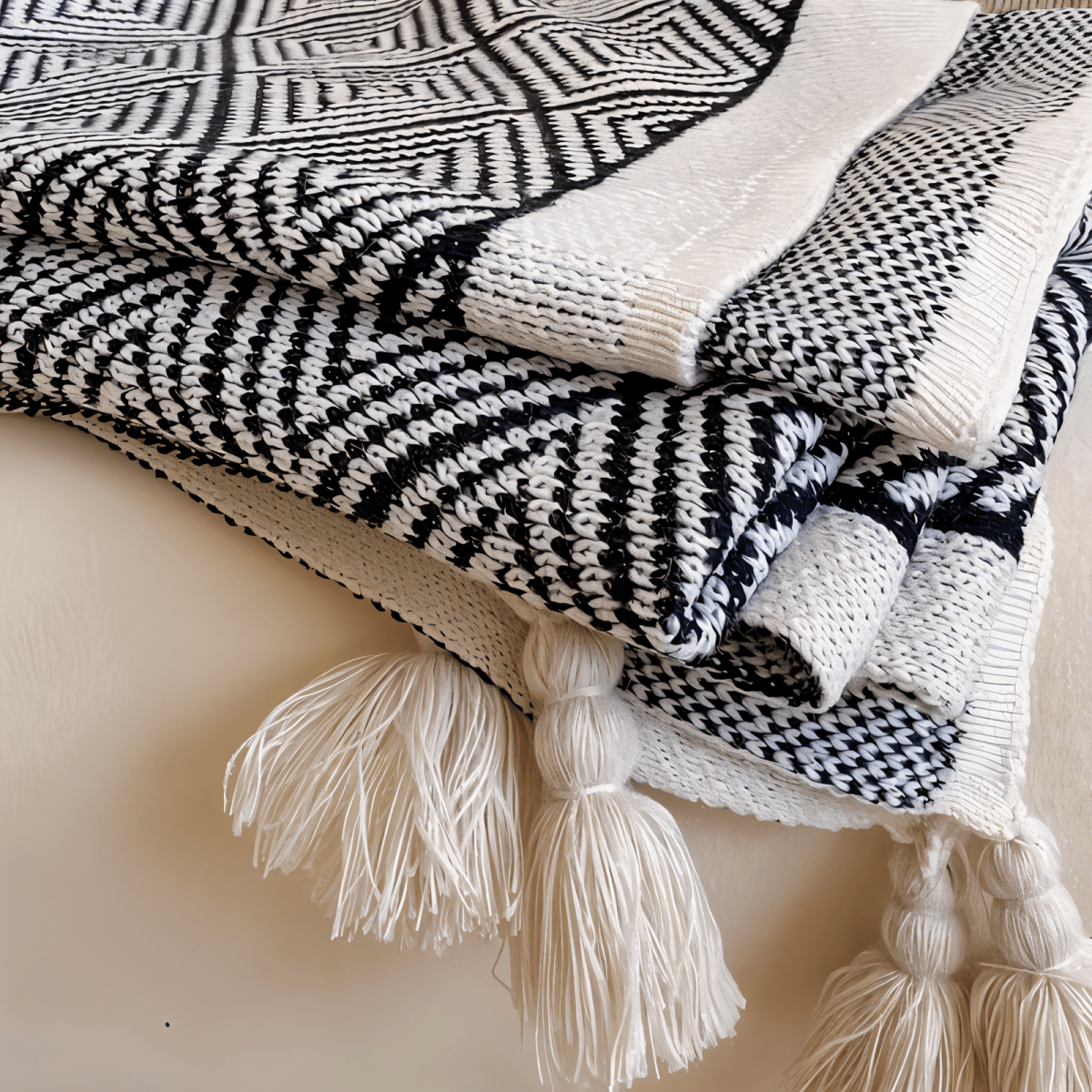 Polystripe – Cozy Black and White Geometric Fleece Blanket