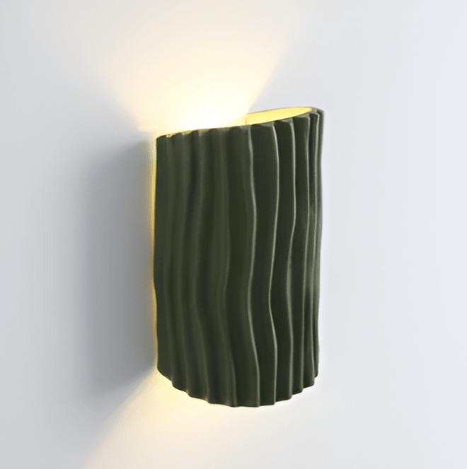 Kiana Resin Wall Lamp with Pleated Texture and Curved Design