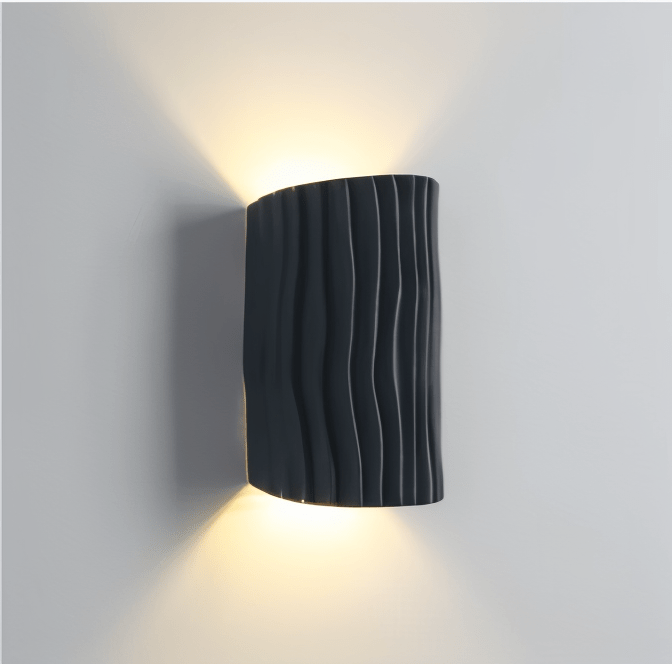 Kiana Resin Wall Lamp with Pleated Texture and Curved Design