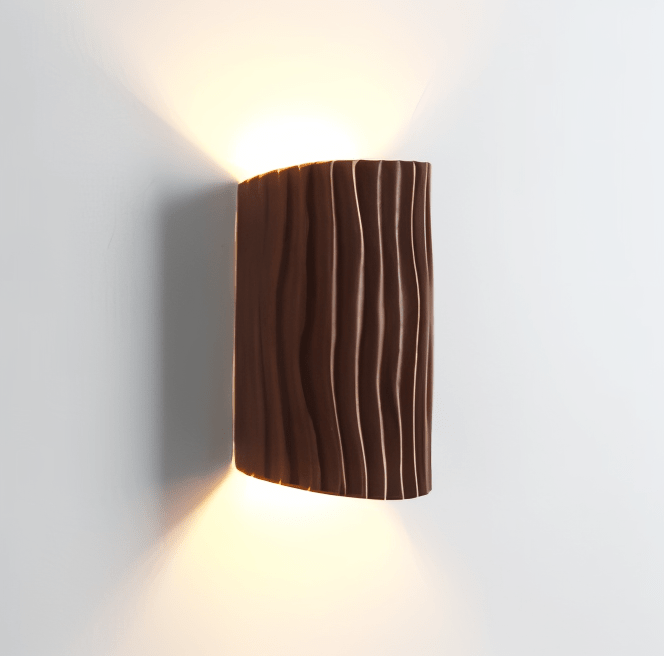 Kiana Resin Wall Lamp with Pleated Texture and Curved Design