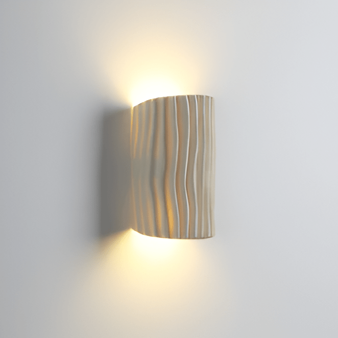 Kiana Resin Wall Lamp with Pleated Texture and Curved Design