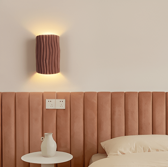 Kiana Resin Wall Lamp with Pleated Texture and Curved Design