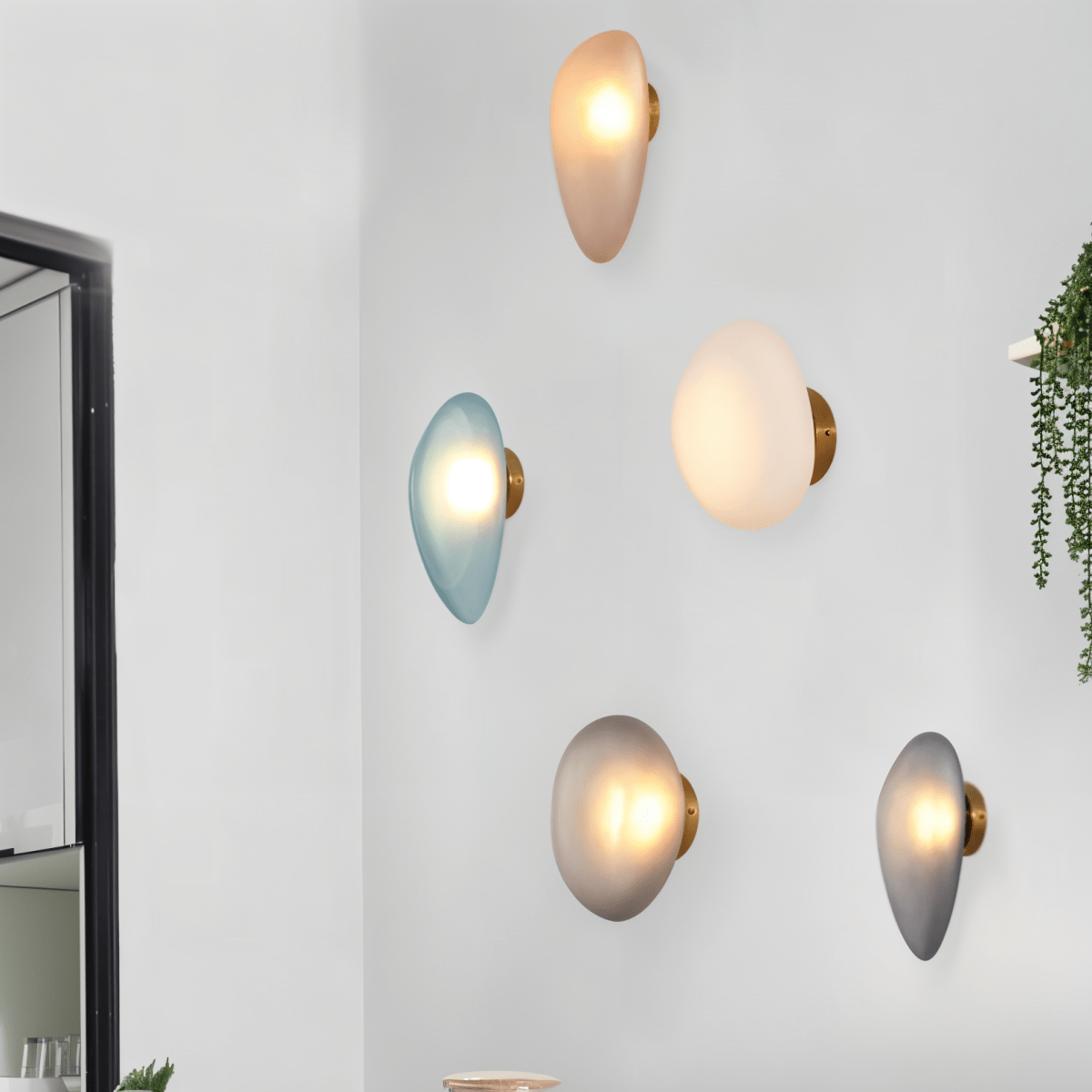 JANA Pebble Glass Wall Sconce With Warm Diffused Light For Modern Ambiance